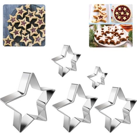 Emporte-pièces étoile en inox - set de 5 moules pour scones, biscuits, sandwichs et gâteaux (1/5)