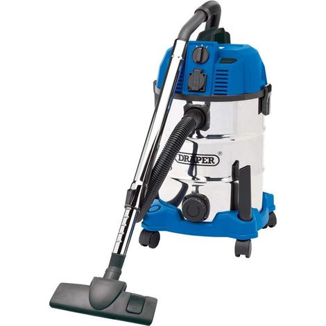 Draper WDV30SSPA 30-Liter Wet and Dry Vacuum Cleaner with Integrated Power, Blue