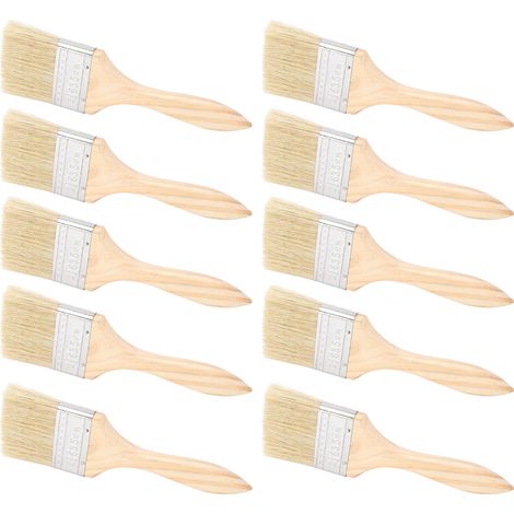 Lot de 10 pinceaux de 6,35 cm (2,5 pouces) en laine artificielle avec manche en bois pour peinture, colles et vernis