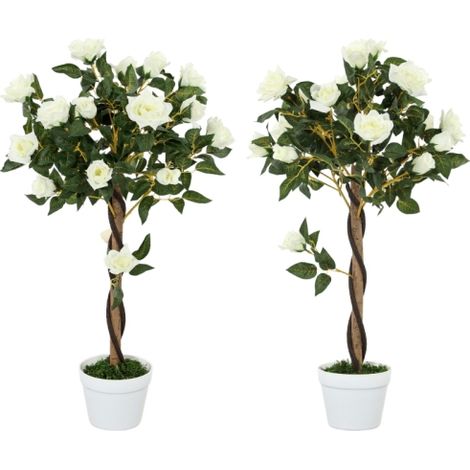Albero artificiale decorativo – Pianta artificiale realistica in vaso di cemento, ideale per interni, ufficio o salotto – Bassa manutenzione, senza polvere