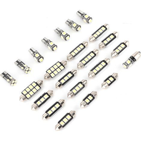 Akozon lumières internes 23pcs voiture LED ampoules lumière blanche T10 5W 5050 puce faible consommation pour plaque d'immatriculation porte lampe intérieure, ampoule led t10. (1/3)