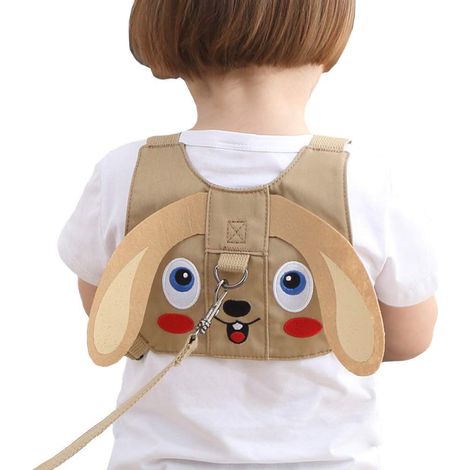 Laisse de sécurité pour bébé et jeune enfant - WENTS Harnais de sécurité pour enfants pour la marche, ceinture anti-perte, réglable pour bébés et jeunes enfants avec ailes de papillon (Chiot beige) (1/5)