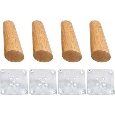 Pieds de canapé pieds de table en bois massif pieds d'armoire 4pcs55 415 points pieds ronds en bois eucalyptus bouche oblique (1/4)