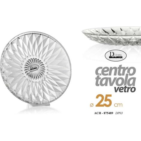 Piatto Centrotavola Decorativo in Vetro Decorato 25 cm (1/2)