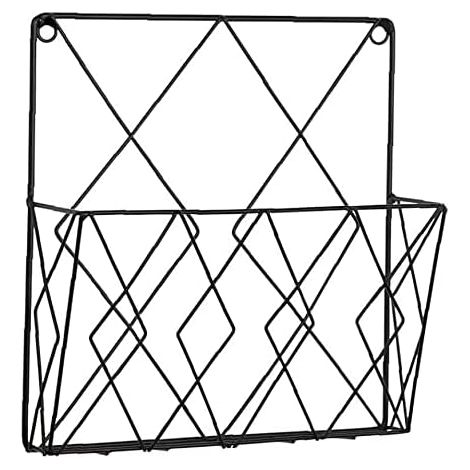 Revistero de pared, estantería de almacenamiento para periódicos, cestas de metal de alambre negro, decoración, archivadores para oficina, sala de estar y dormitorio.