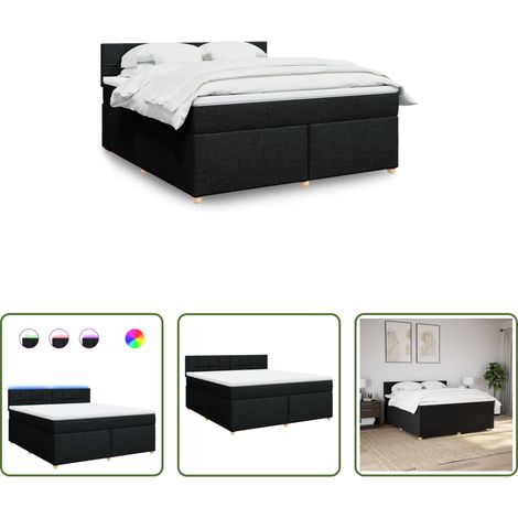 Matelas à ressorts ensachés -  Sommier à lattes de lit avec matelas Noir 180x200 cm Tissu (1/5)