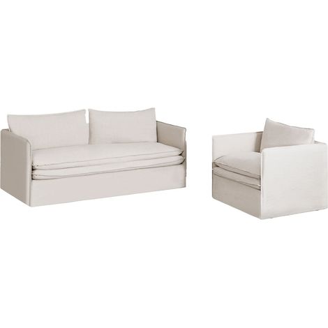 Conjunto de salón con sofá de 3 plazas y sillón en lino y algodón Grace SKLUM (1/5)