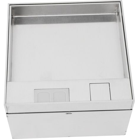 Kit socle prise électrique sol encastrable plat caché pro style américain inox étanche avec charge USB (1/5)