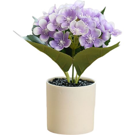 Hortensia Artificial - Planta Interior Decorativa - Maceta Plástico - Bonsái Falso - 1 Unidad (1/5)