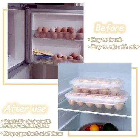 Boîte À Œufs - Plastique Transparent - Empilable - Pour Réfrigérateur Et Camping - Lot De 2 (1/4)