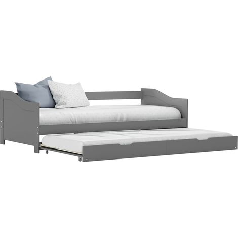Ausziehsofa Bettgestell Grau Kiefernholz 90×200 cm