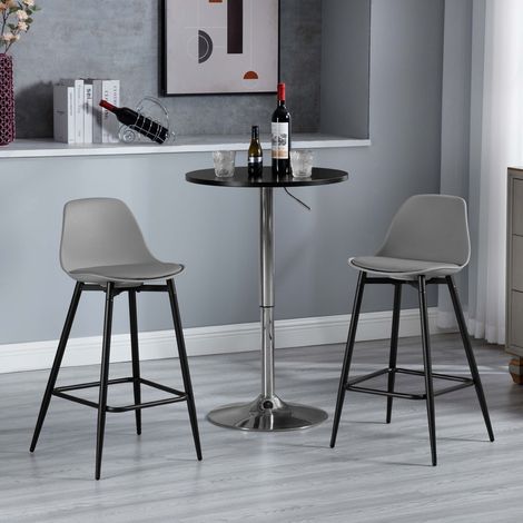 Klihome Barhocker 2er Set, Küchenhocker mit Rückenlehne Fußstütze, Barstühle PP, Tresenhocker Bistrohocker mit Metallbeinen, für Küche Bars Esszimmer Restaurants, Grau (1/5)