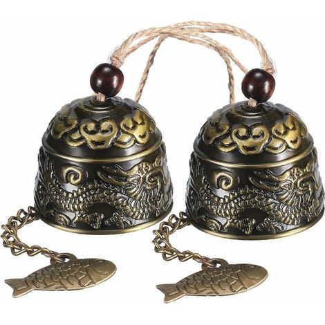 2 Pièces Carillons Éoliens Vintage Dragon, Classique Chinois Feng Shui Cloches en Métal Bonne Chance Bless Cloches Carillons Éoliens À la Main d'Extérieur d'Intérieur pour Jardin et Maison (1/5)