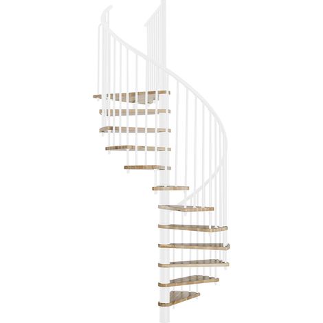 Minka Spindeltreppe Spiral Smart 38 - 305,5cm Geschosshöhe Eiche Weiß 160cm Durchmesser