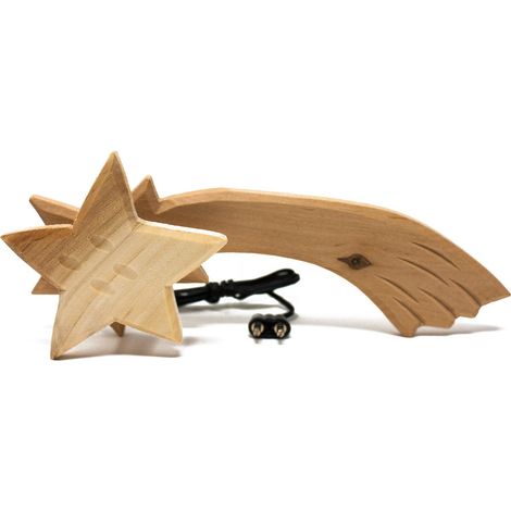 STELLA COMETA IN LEGNO CON LUCE PER PRESEPE 13X5 CM (1/4)