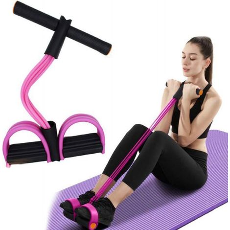 Corde de tension multifonction, bande de résistance élastique pour extracteur de pédale de yoga à 6 tubes,corde de tensiona-rose (1/4)