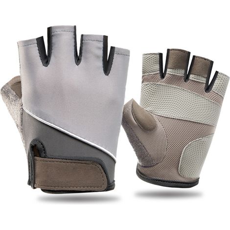 Gants De Musculation - Paume Antidérapante En Silicone - Dos De La Main En Soie Glacée Élastique - Poignet Réglable En Velcro - Taille Unique - 1 Paire (1/5)