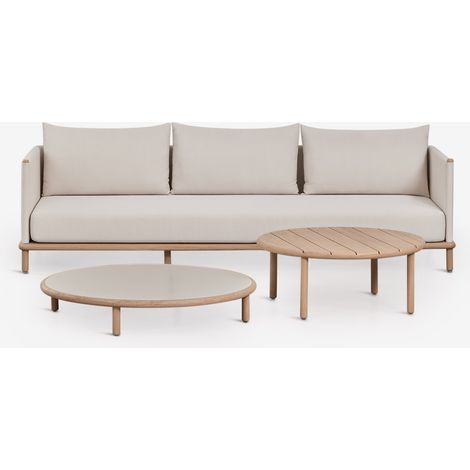 Set da giardino con divano 3 posti e 2 tavolini rotondi in legno di acacia Olivia SKLUM            