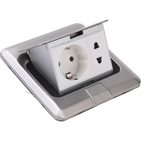 Prise de sol étanche 16 A, 2 ports, facile à utiliser, sûre et durable, couleur argent, 250 V (1/5)