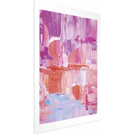 Poster – Farbenfrohe Striche – intensive Rosa- und Lilatöne auf Leinwand