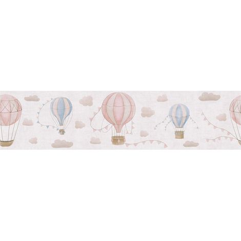 Children wallpaper wall Profhome 771351 border smooth with clouds matt cream beige blue pink 5 m (1/5)