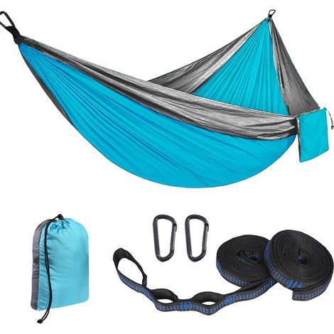 Hamac de camping et d'extérieur pour 2 personnes, 300 x 200 cm, ultraléger et portable, supportant jusqu'à 300 kg, idéal pour le jardin ou la plage (double hamac). (1/5)