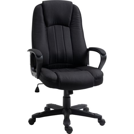 Chaise de bureau massante avec interface USB, chaise de bureau basculante et pivotante avec 2 points, hauteur réglable, 60x74x106-116cm, noire (1/5)