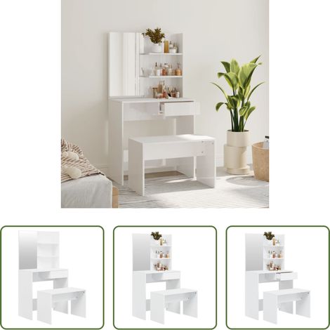 vidaXL Juego de tocador blanco brillante 74,5x40x141 cm (1/5)