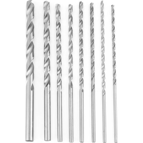 Foret hélicoïdal à tige droite Extra longue en acier rapide, outil de foret hélicoïdal 4-10mm pour le bois 8 pièces (1/5)
