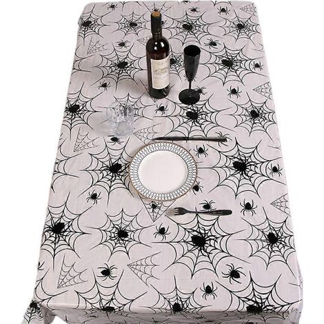 Nappe d'Halloween en forme de toile d'araignée pour une décoration de bureau horrifique et créative (1/5)