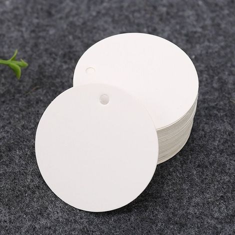 ZVD (Blanc) 100PCS Étiquettes en Papier Kraft Étiquette Cadeaux-Étiquette Ronde 5x5cm Kraft Étiquettes Étiquettes de Mariage avec Ficelle pour Dragees Noël Anniversaire Communion (1/4)