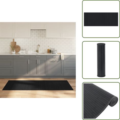 Alfombra natural - vidaXL Alfombra rectangular bambú negro 80x200 cm - Alfombra antideslizante