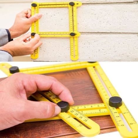 Gabarit de règle multi-angles - Outil de mesure de tous les angles - Amplificateur d'angles pour artisans - Constructeurs - Artisans - Mesure de distances répétitives (1/4)