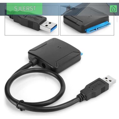 sjlerst Câble SATA à USB 3.0 Adaptateur SATA vers USB 3.0, Câble 2,5 3,5 Pouces HDD SSD Câbles Convertisseur de informatique pack (1/4)