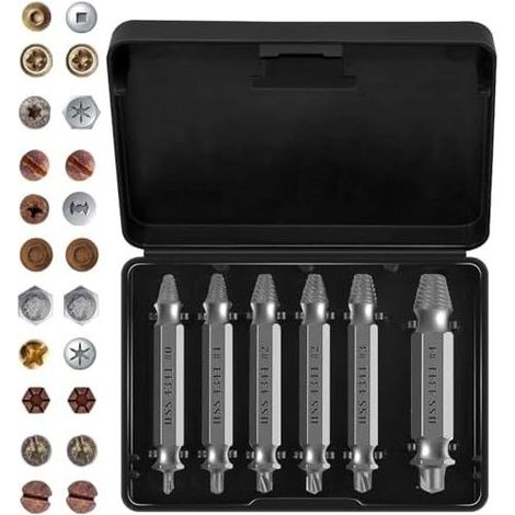 6 pièces Extracteur de Vis Tourne à Gauche Idéal tornillos extractores Casse extracteur petites vis foirée Cassée Lnclus pour le Perçage et L’Extraction - (1/5)