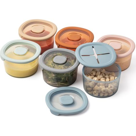 Petit Pot Conservation Bébé Silicone  Lot de 6 Pots Repas 8oz/240ml avec couvercles Snack  Double scellage hermétique  Gradués  Sans BPA  Passent au Lave-vaisselle (1/5)