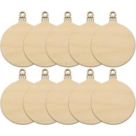 Lot de 10 boules de Noël en bois à colorier soi-même - Décoration de sapin - Activité créative (1/3)