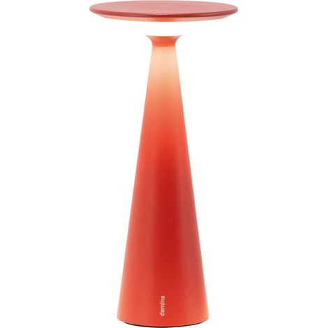 Zafferano Damina - Lampada Led Ricaricabile da Tavolo, Touch Dimmer, 8h di Autonomia, IP65 - Senza Fili, Finitura in Alluminio Rossa