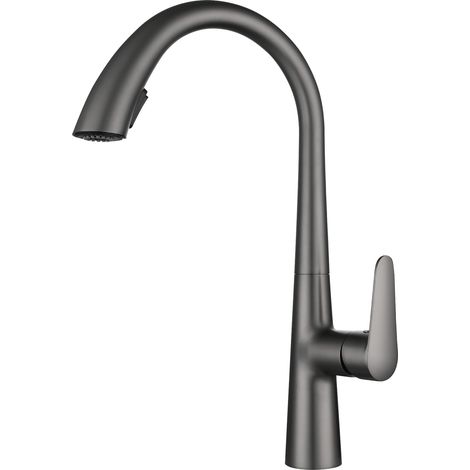 Robinet Cuisine Gris Mitigeur Cuisine avec Douchette Extractible,Robinet Douchette Cuisine de Rotatif à 360°,Robinetterie de Cuisine en Acier Inoxydable,2 Modes de Pulvérisation (1/5)