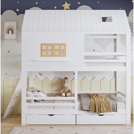 Letto a castello per bambini con cassetti 90x200 OKMYHOME (1/5)