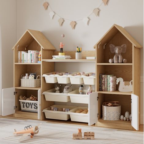 Lit mezzanine enfant 90x200 cm métal rose et blanc avec escalier de rangement, sans matelas - CHICFURN (1/5)