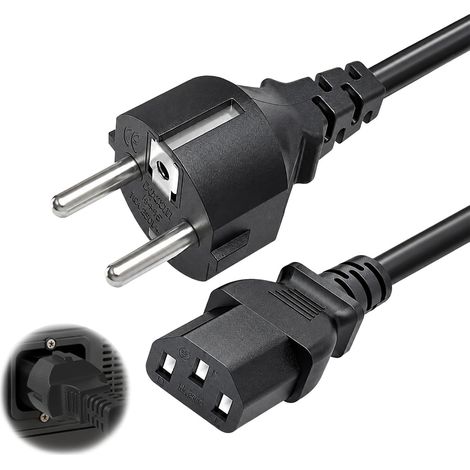 Câble D’alimentation Universel De 1,5 M Pour Appareil Froid Cordon Secteur Avec Prise Type F Vers Connecteur C13 Compatible Avec PC, Ordinateur, Moniteur, Imprimante, Projecteur, TV Et Console De Jeux (1/5)