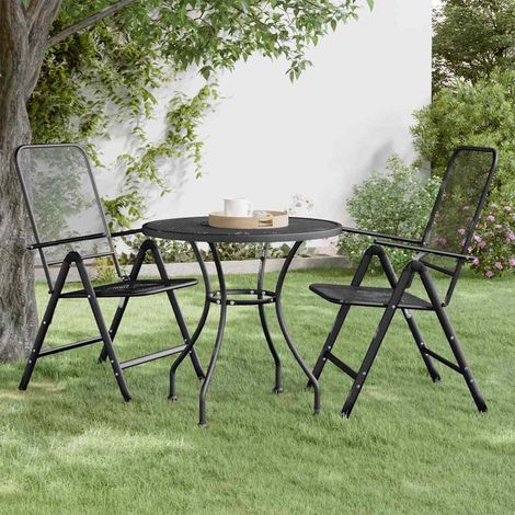 vidaXL Mesa de jardín malla metálica expandida antracita Ø80x72 cm (1/5)