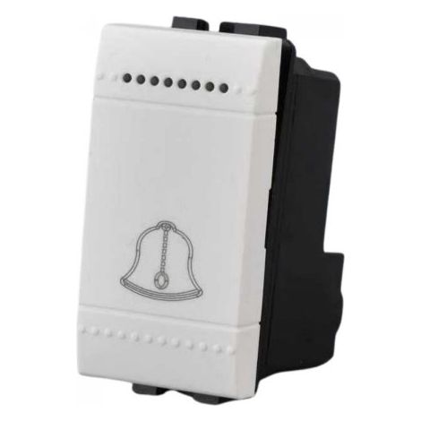 Pulsante 1P 16A 220V Con Disegno Campanello MBL Bianco 1M Compatibile Bticino Living Light, Retro Illuminabile