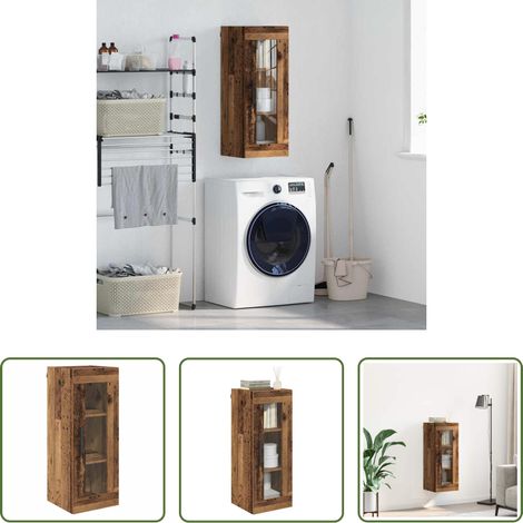 Holzschrank - Wandschrank Altholz 34,5 x 34 x 90 cm Engineered Wood und Glas (1/5)