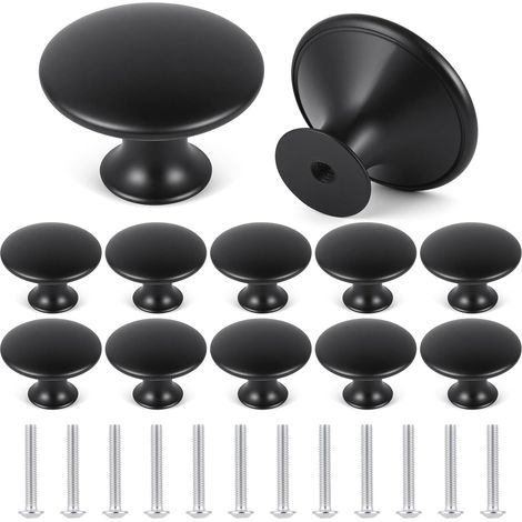 Lot de 12 Bouton, 30mm, Acier inoxydable, Rond, Vintage, Commode Armoire Placard (1/5)
