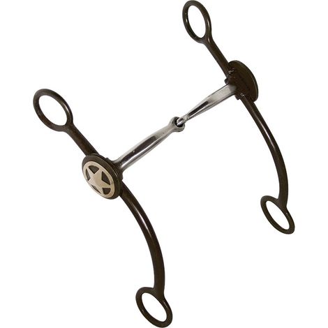 Morsure occidentale antique articulée avec inserts en cuivre et appelée texas star