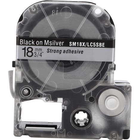 Label Tape PET Replacement Memo Paper for Epson Label Printer for KINGJIM Label MachineBlack On Silver (1/5)