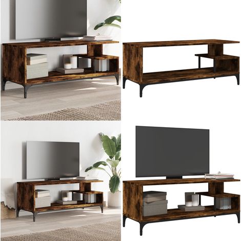 Meuble TV chêne fumé bois ingénierie et acier enduit de poudre - Meubles Tv - Meuble Tv Industriel - Meuble Tv Design - Meuble Tv Moderne - Étagère Téléviseur - Home & Living