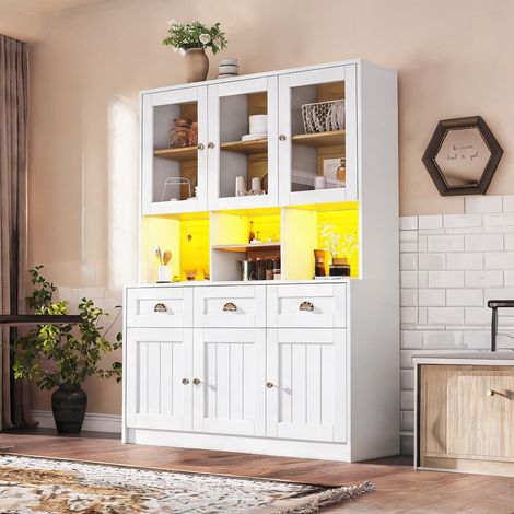 Buffet coloris blanc en MDF 140 x 40 x 175 cm (1/5)